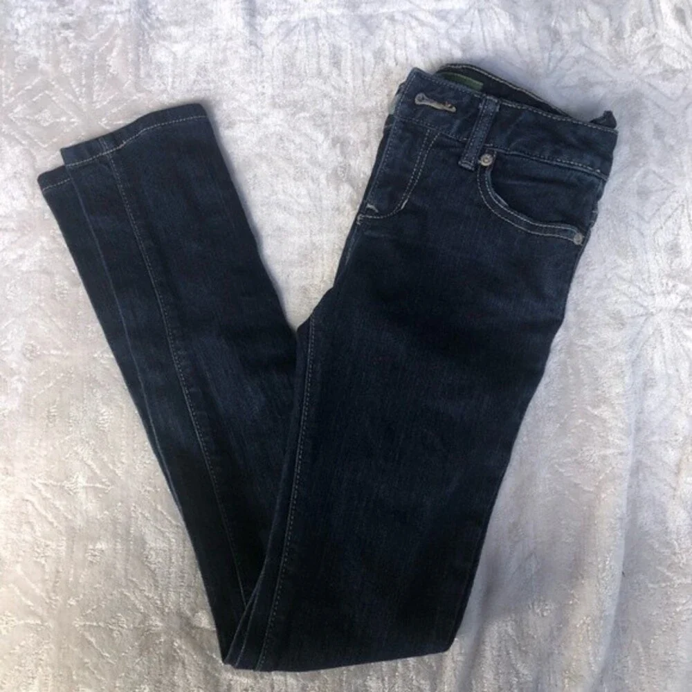 Old Navy Girl's Super Skinny Adjustable Waist Dark Wash Denim Jeans 12 Slim